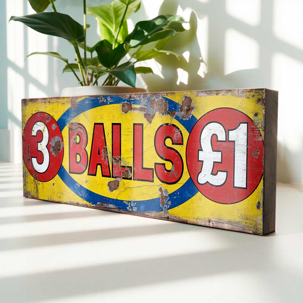3 Balls £1 Funfair Game Sign