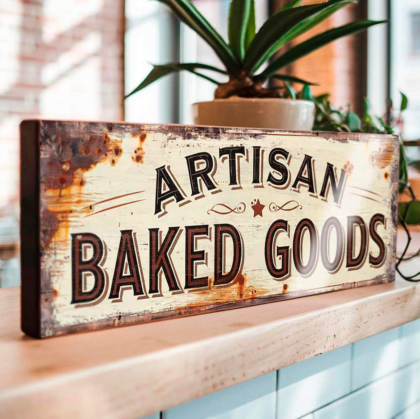 Artisan Baked Goods Retro Style Wooden Sign