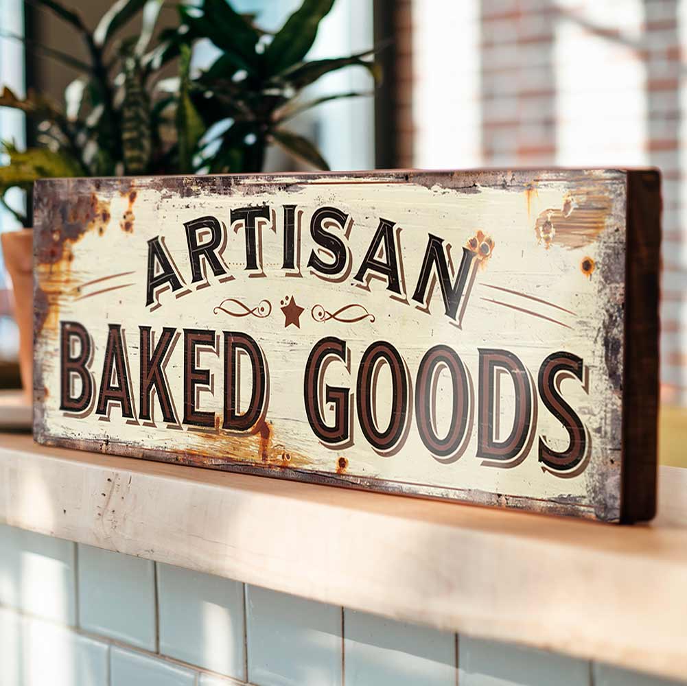 Artisan Baked Goods Retro Style Wooden Sign