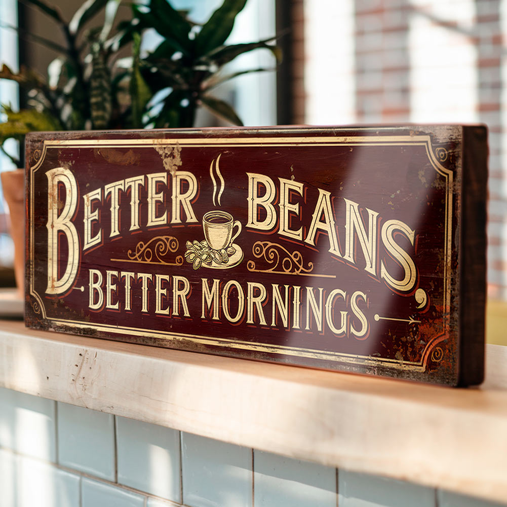 Better Beans Coffee Sign - Vintage Style Kitchen Plaque