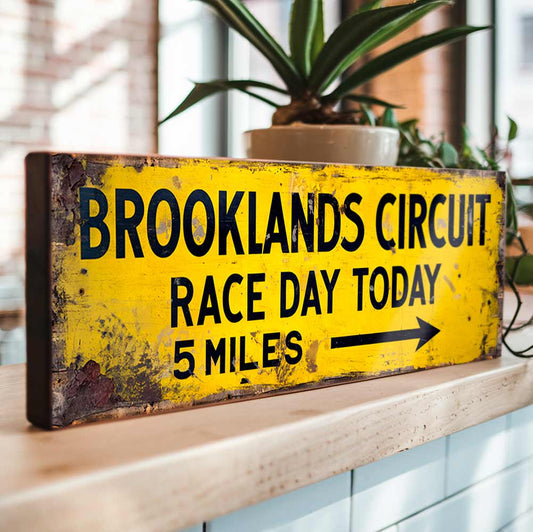 Brooklands Race Day Road Sign
