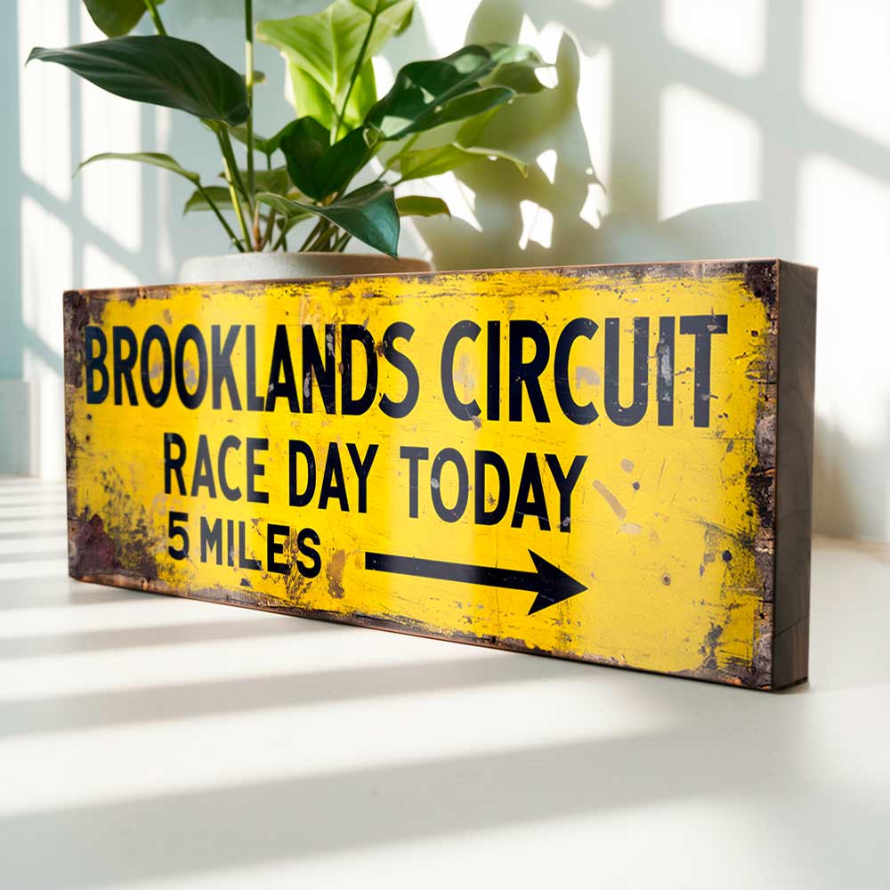 Brooklands Race Day Road Sign