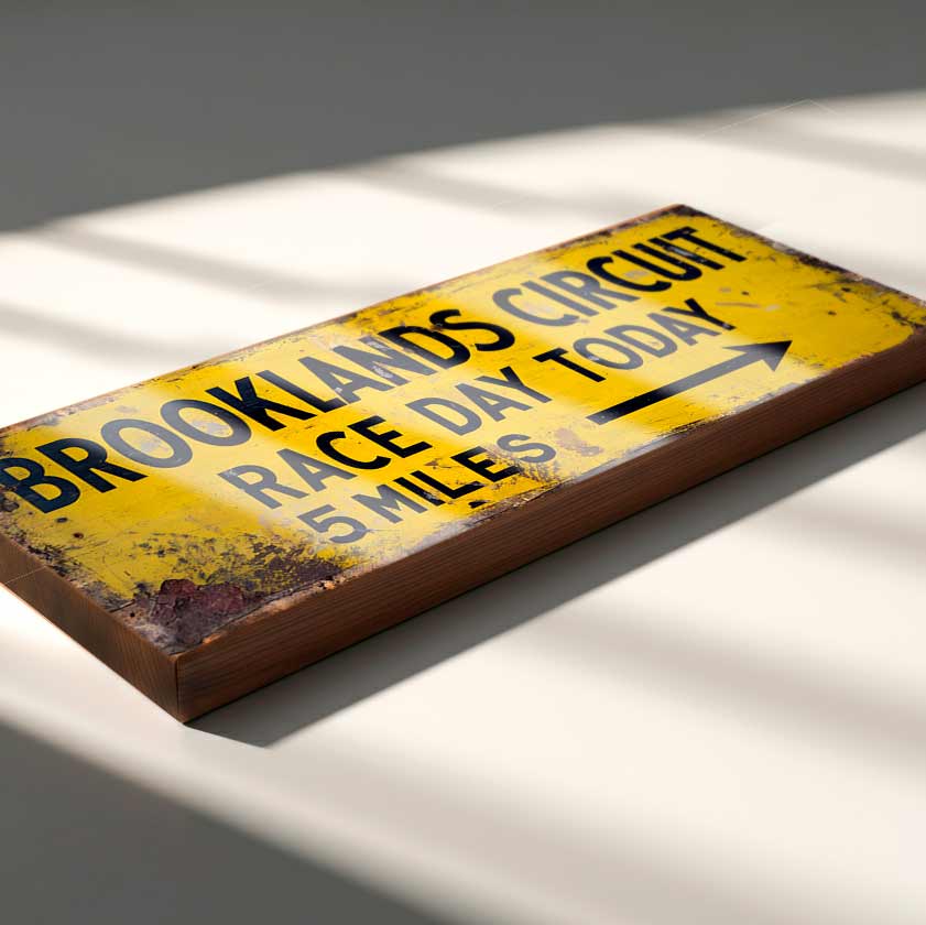 Brooklands Race Day Road Sign