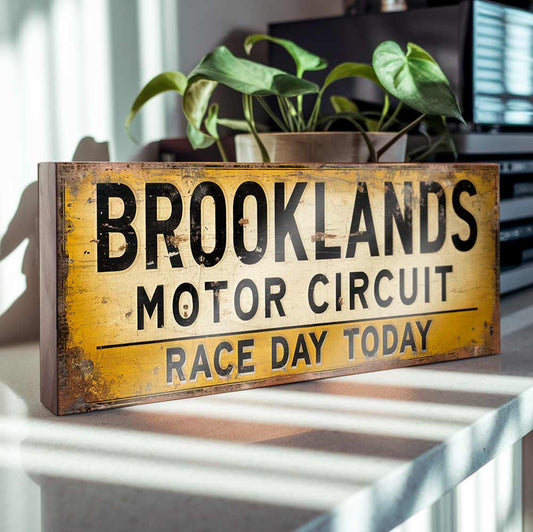 Brooklands Race Day Sign – Vintage Style Motorsport Plaque
