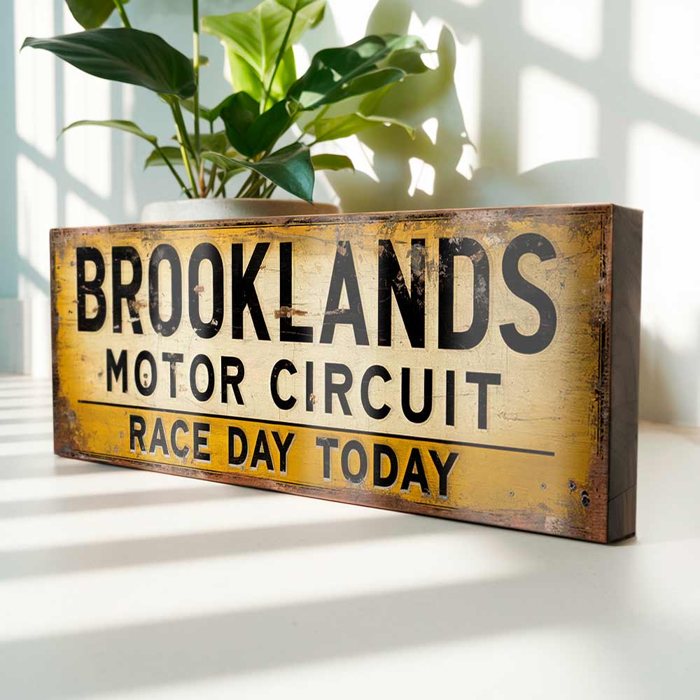 Brooklands Race Day Sign – Vintage Style Motorsport Plaque