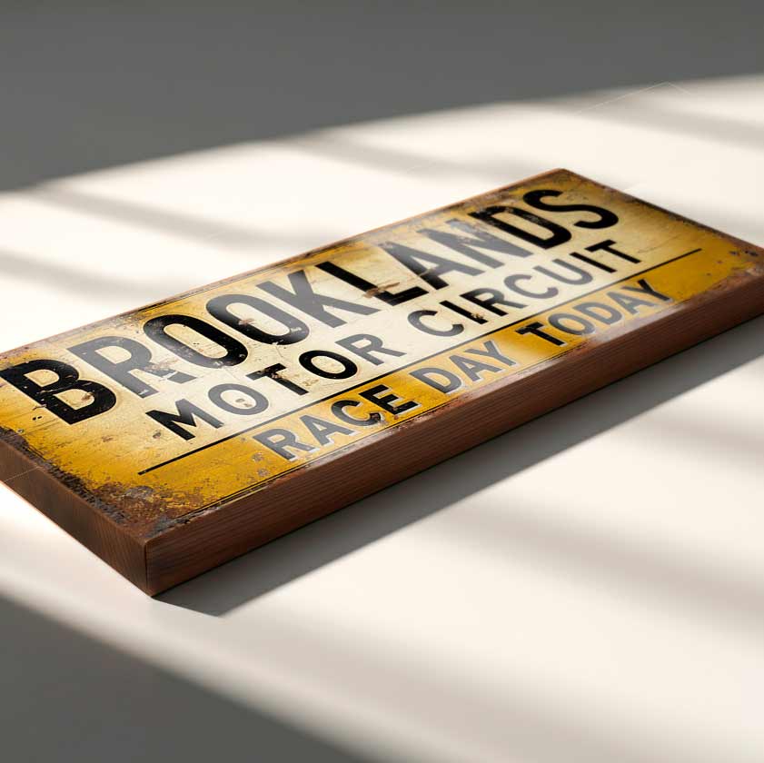 Brooklands Race Day Sign – Vintage Style Motorsport Plaque