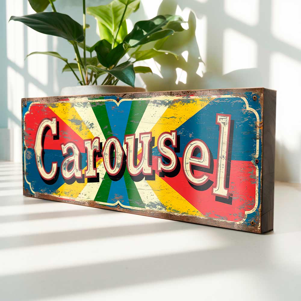 Carousel Ride Sign - Vintage Style Amusement Park