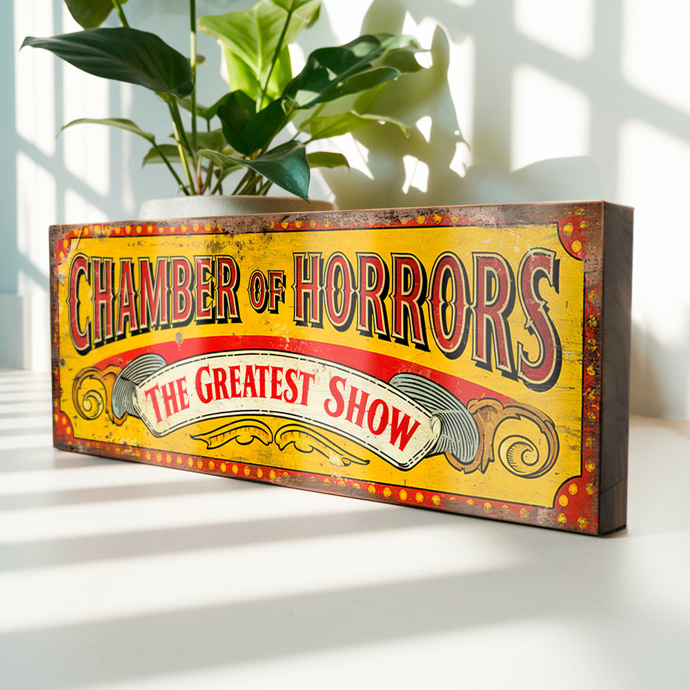 Chamber of Horrors Sign Greatest Show Plaque