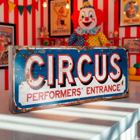 Circus Performers Entrance Sign Vintage Style Fairground Decor