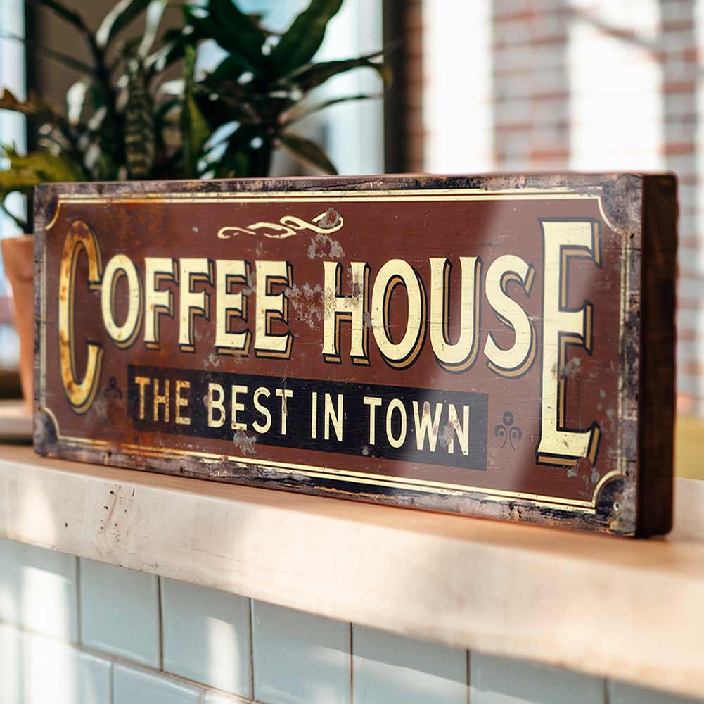 Coffee House Best in Town Sign Cafe