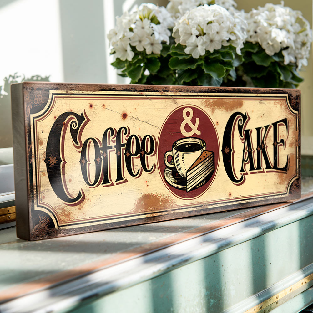 Coffee and Cake - Retro Cafe Bakery Sign