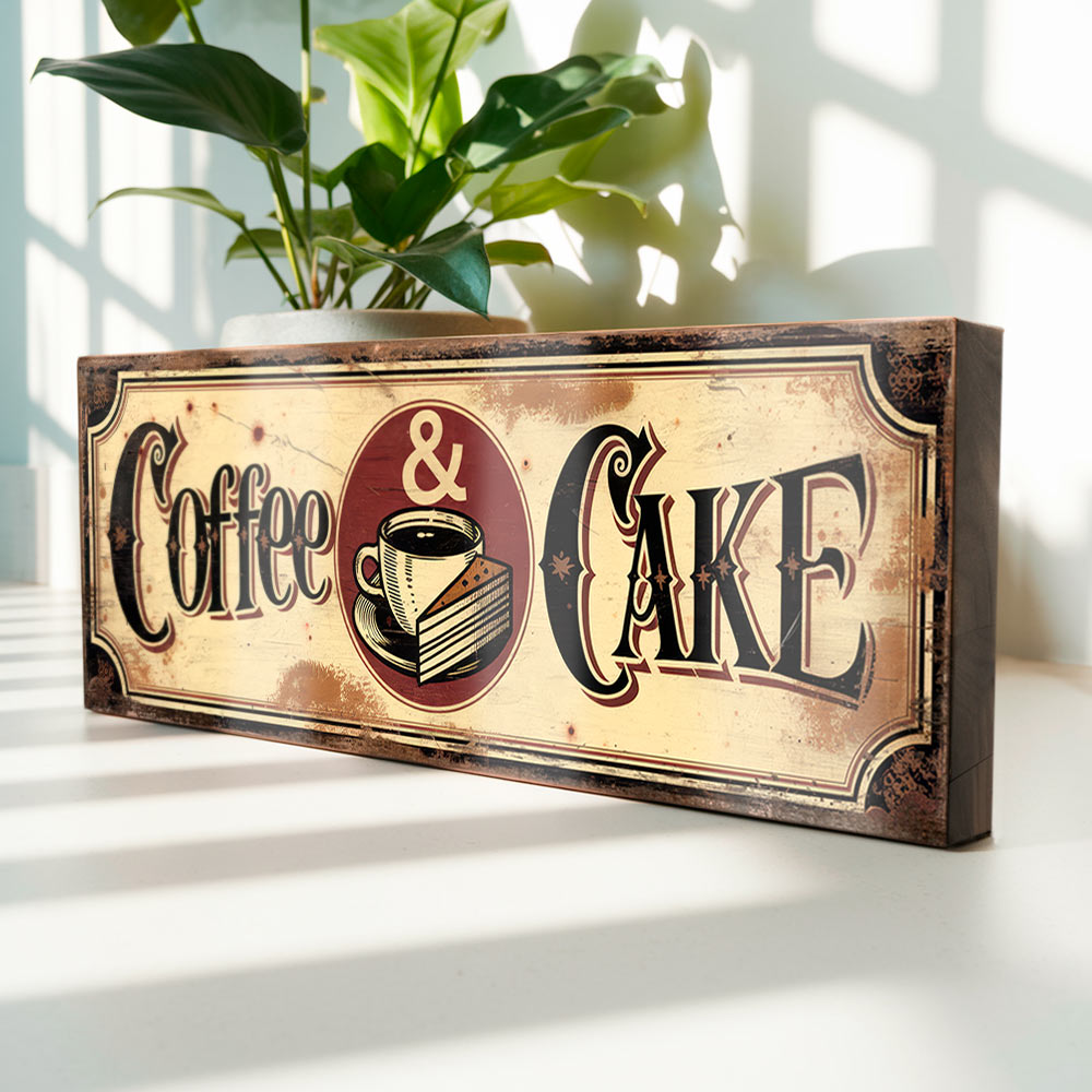 Coffee and Cake - Retro Cafe Bakery Sign