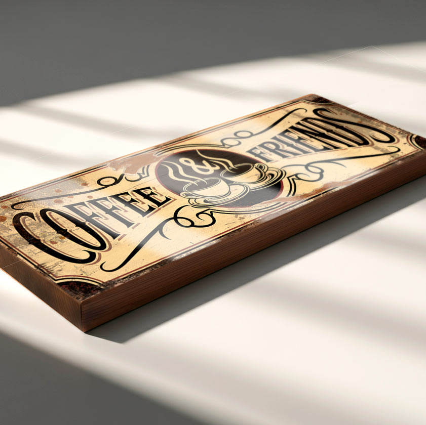 Coffee and Friends Sign Vintage Style Café Plaque