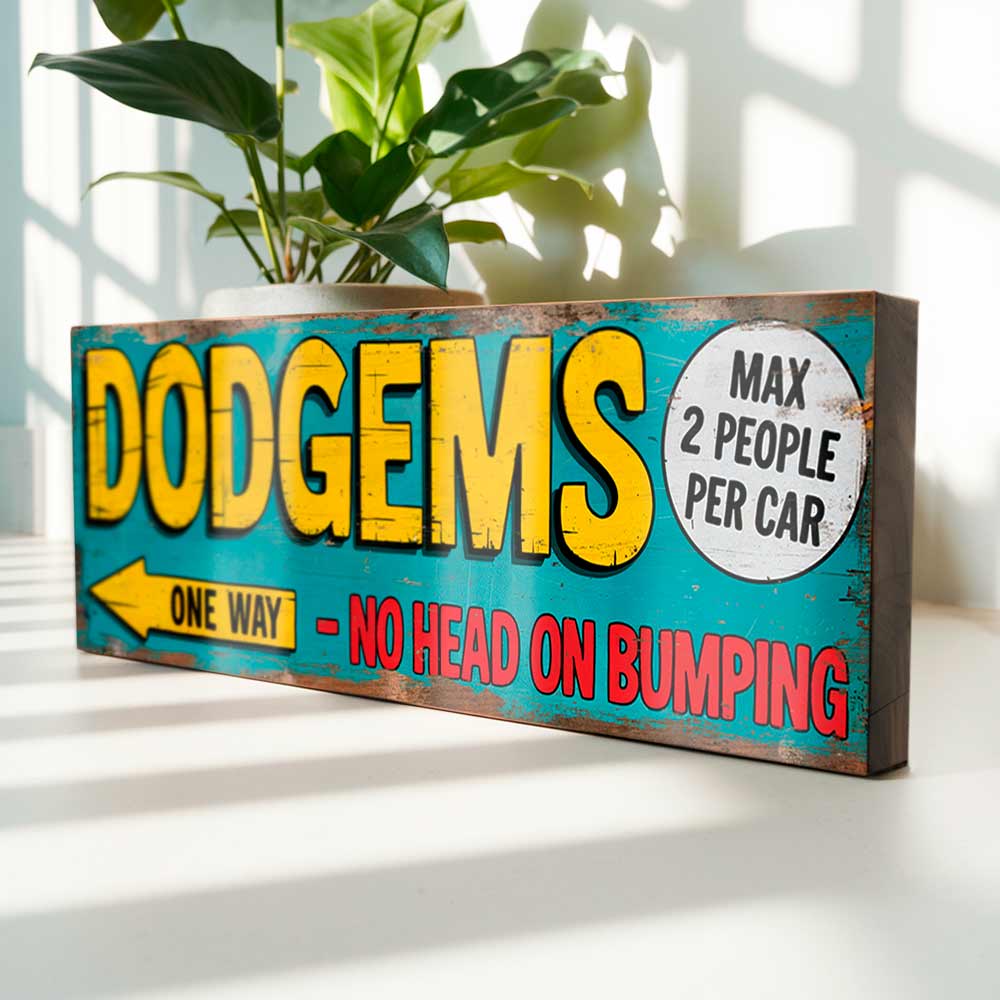 Dodgems One Way Sign Retro Funfair