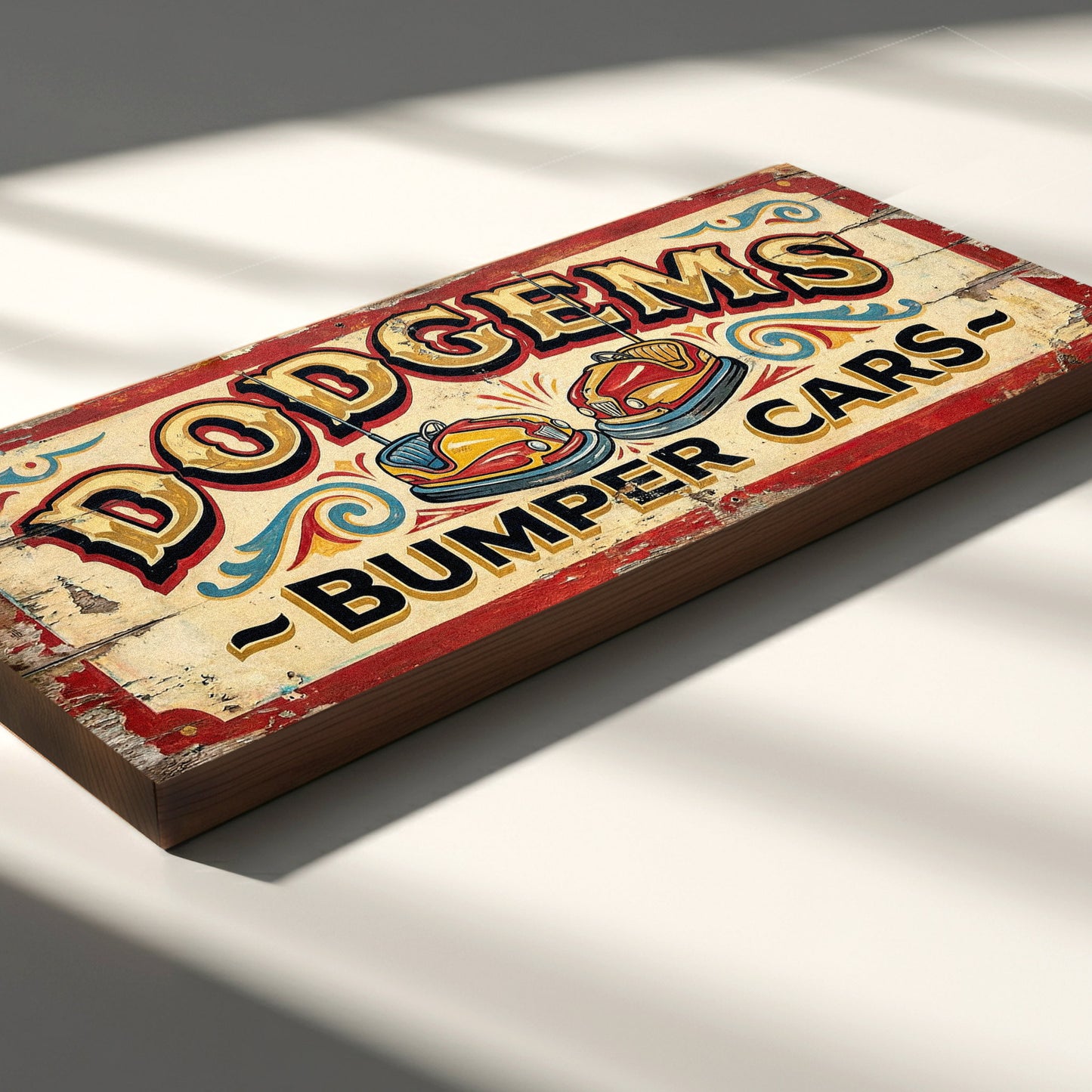 Dodgems Bumper Cars Vintage Fairground Sign