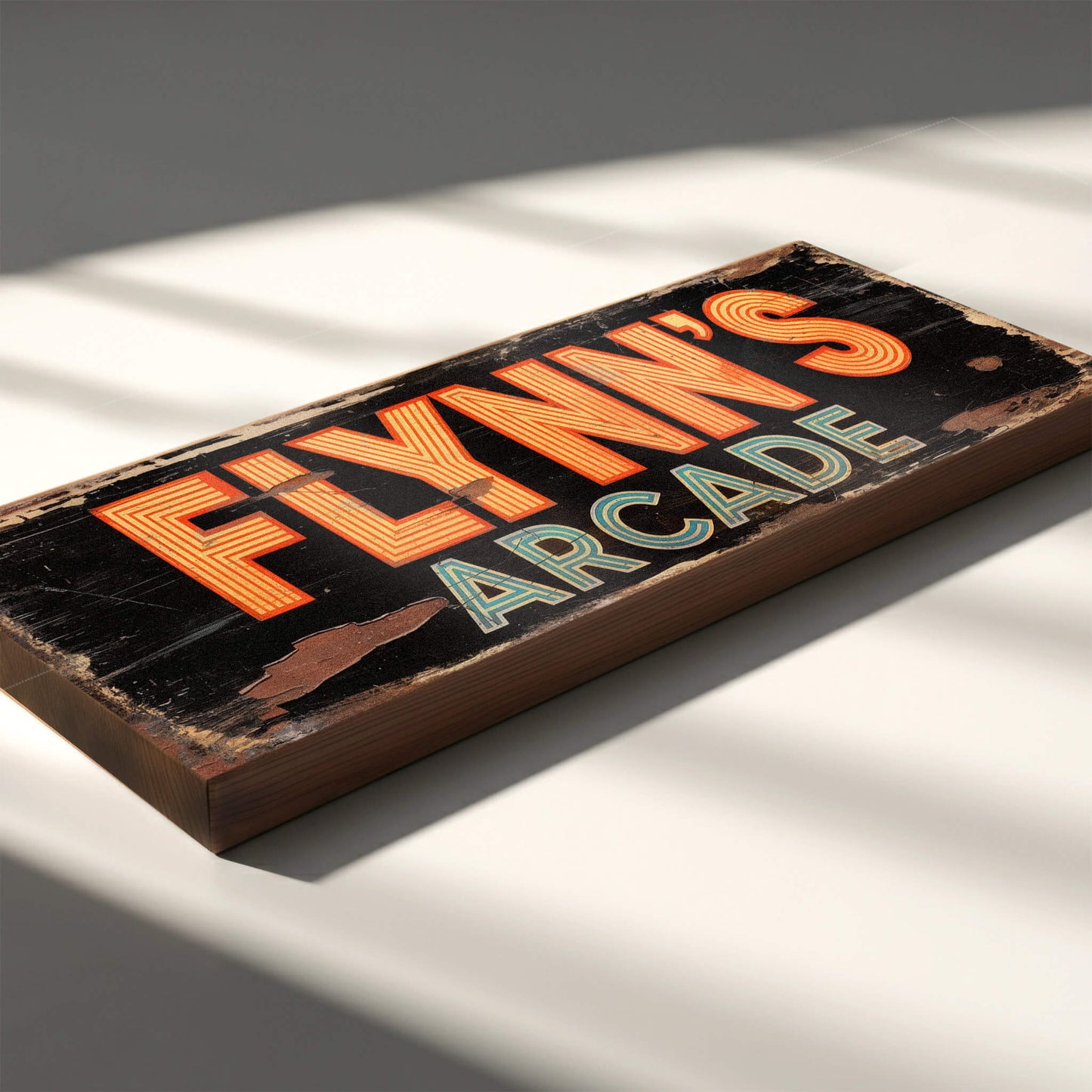 Flynn's Arcade Tron Retro Sign | Handmade Wooden Wall Sign UK