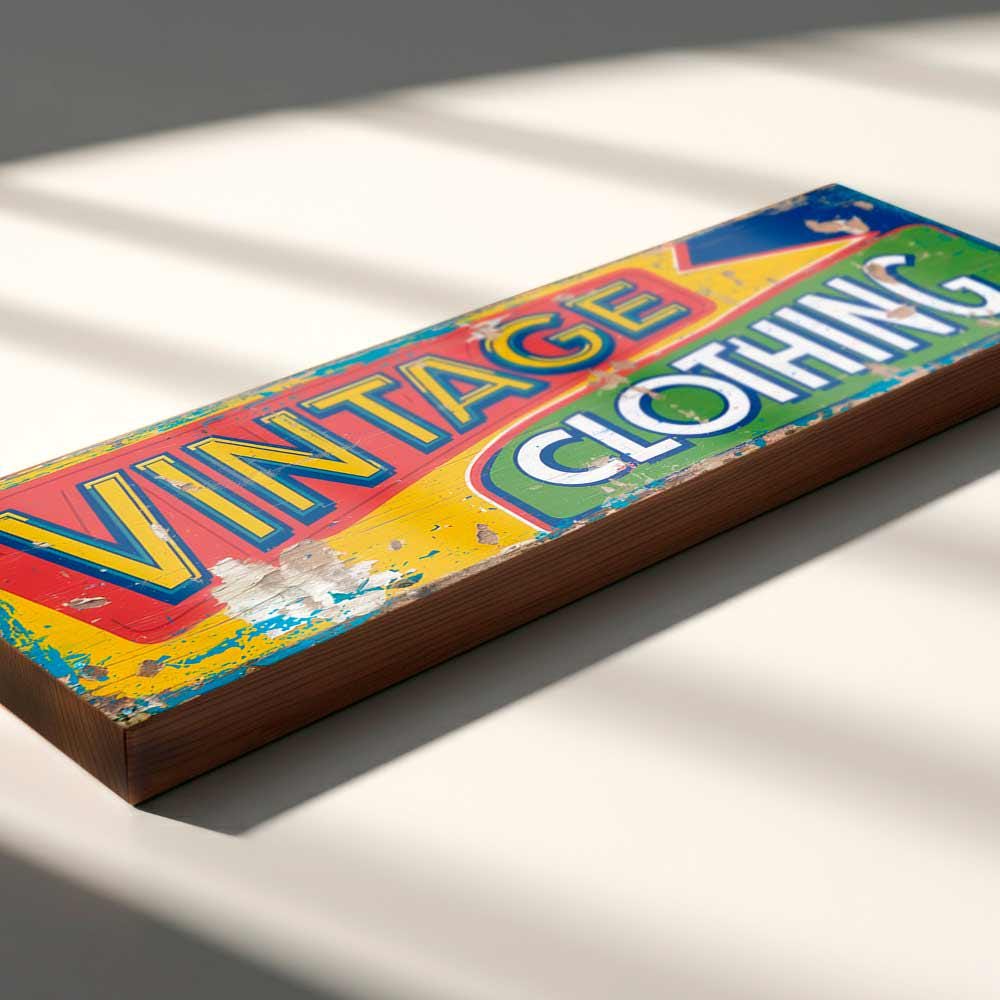 Vintage Clothing Sign Wood Flea Market Sign Antiques Sign Bric Brac Shop Sign