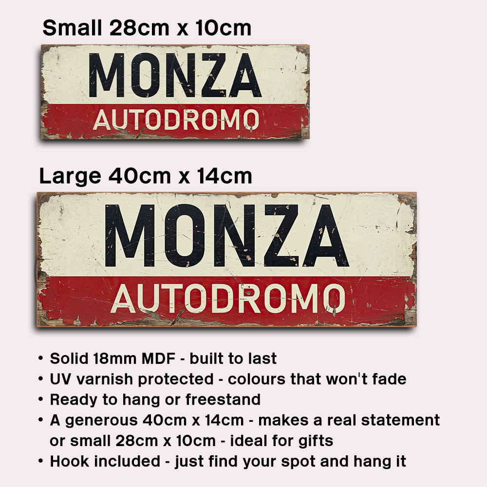 Monza Autodromo Italian Grand Prix Vintage Style Sign