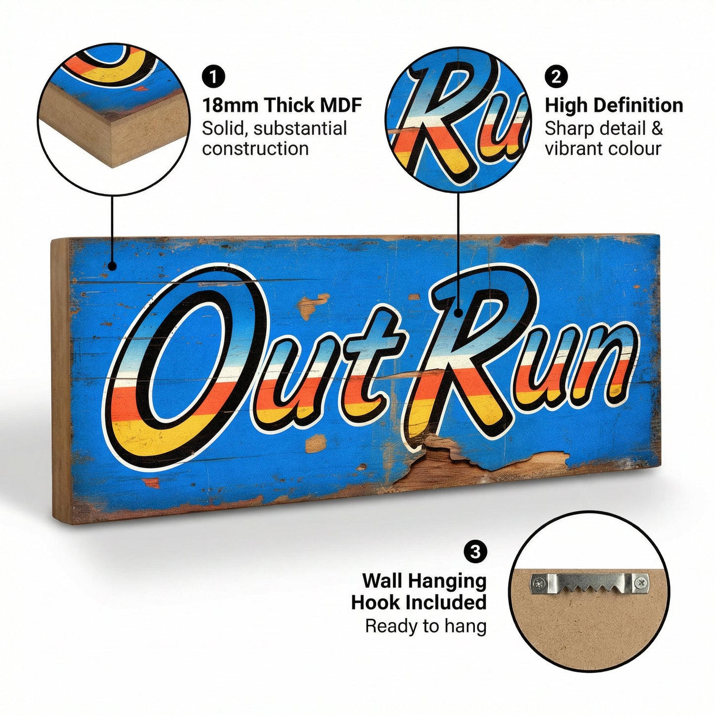 OutRun Retro Arcade Racing Game Sign