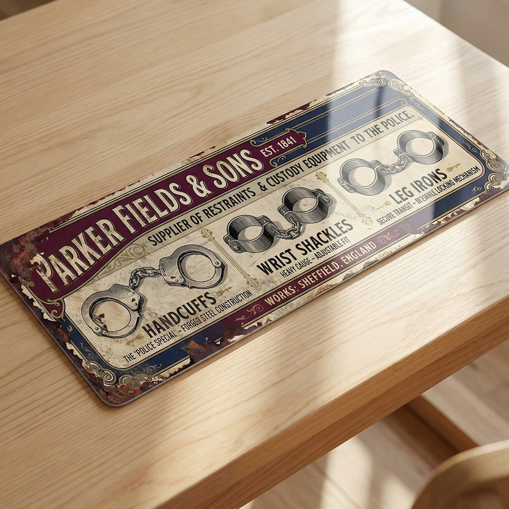 Parker Fields & Sons Victorian Police Supplier Vintage Metal Sign