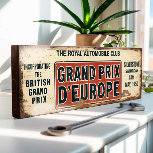 Silverstone Grand Prix 1950 Sign Vintage Style F1 Racing Plaque