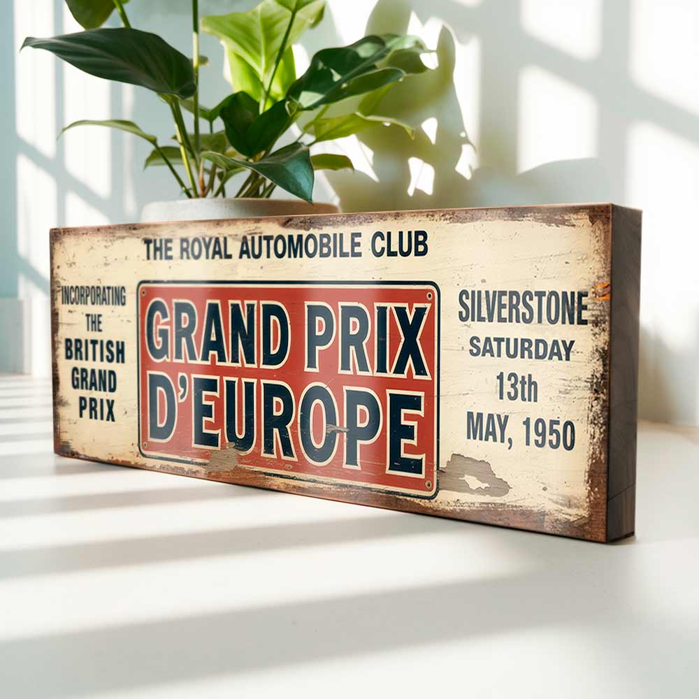 Silverstone Grand Prix 1950 Sign Vintage Style F1 Racing Plaque