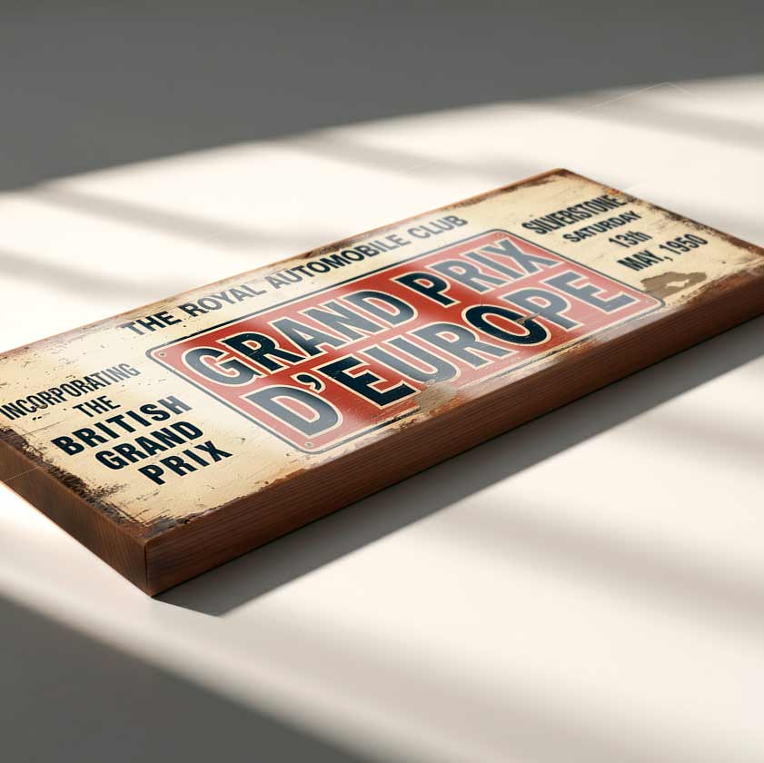 Silverstone Grand Prix 1950 Sign Vintage Style F1 Racing Plaque