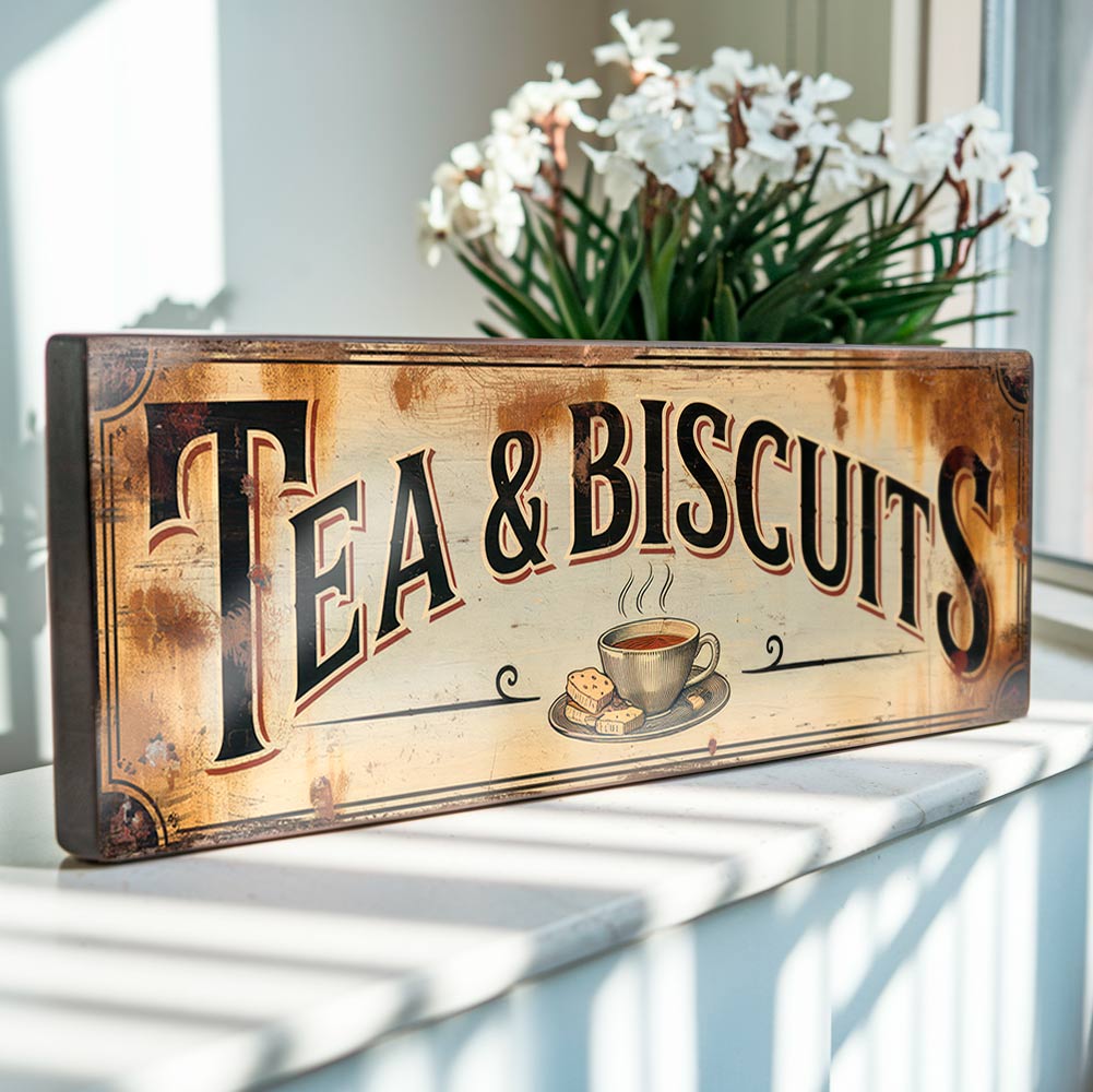 Tea and Biscuits - Vintage Style Kitchen Sign
