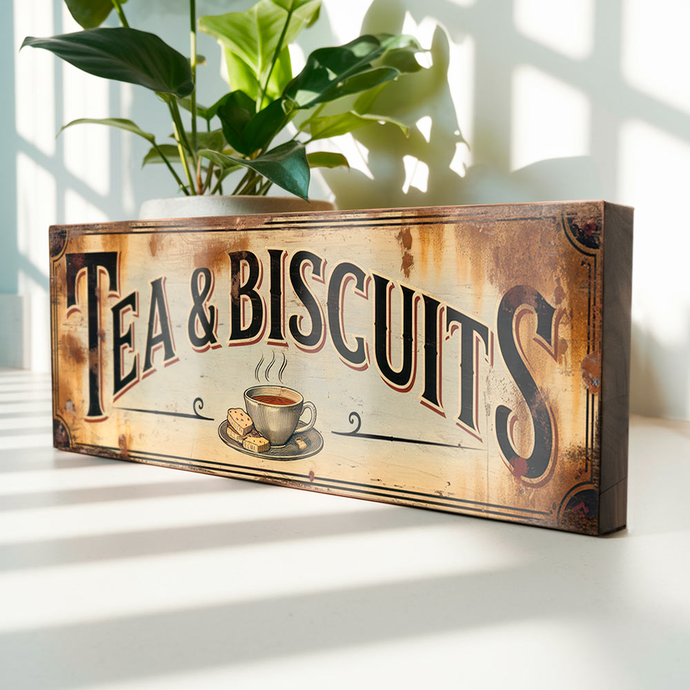 Tea and Biscuits - Vintage Style Kitchen Sign