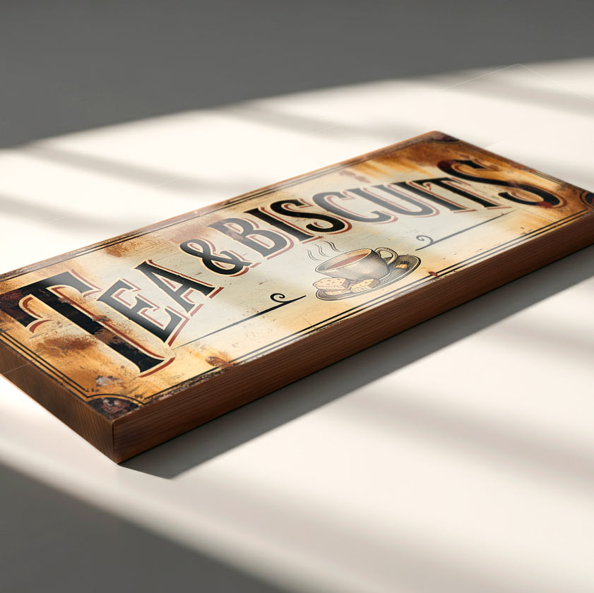 Tea and Biscuits - Vintage Style Kitchen Sign