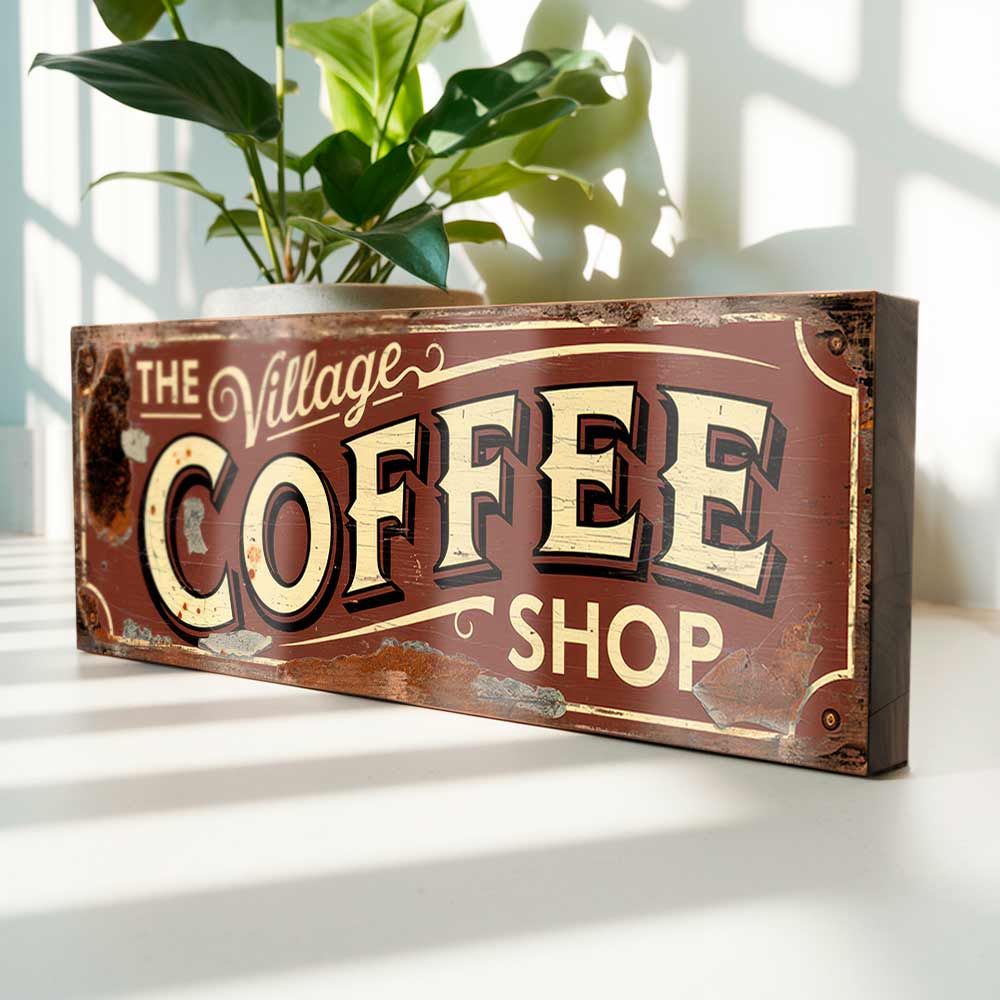 Village Coffee Shop Cafe Sign