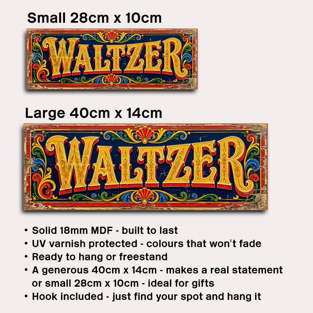 Waltzer Vintage Style Fairground Sign