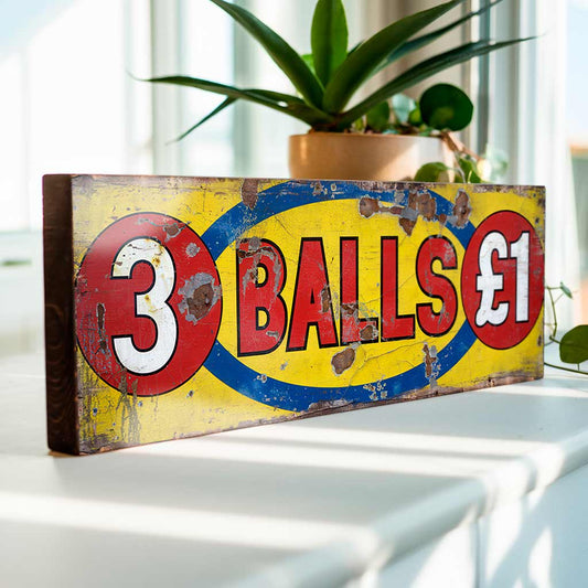 3 Balls £1 Funfair Game Sign