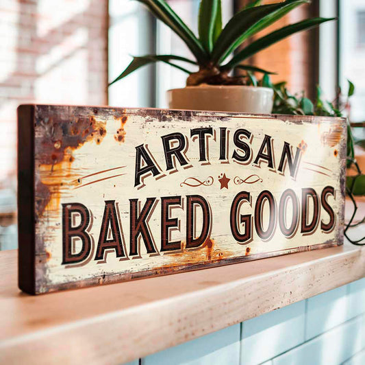 Artisan Baked Goods Retro Style Wooden Sign
