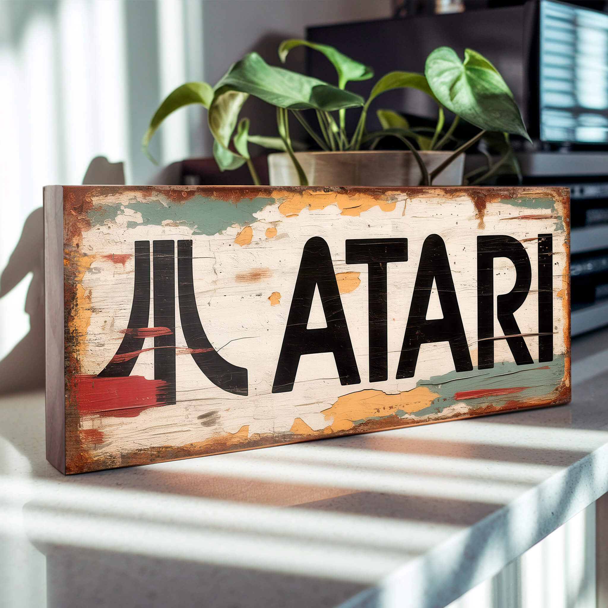 Atari Retro Gaming Logo Wooden Sign | Vintage Handmade Wall Art UK ...