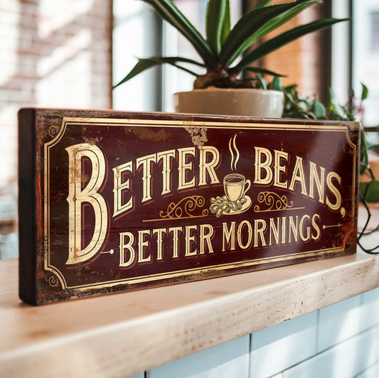 Better Beans Coffee Sign - Vintage Style Kitchen Plaque