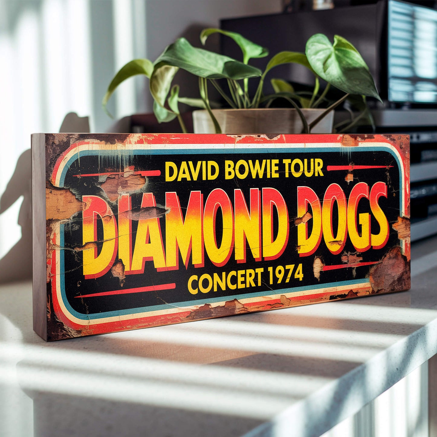David Bowie Diamond Dogs Tour 1974 Retro Style Sign