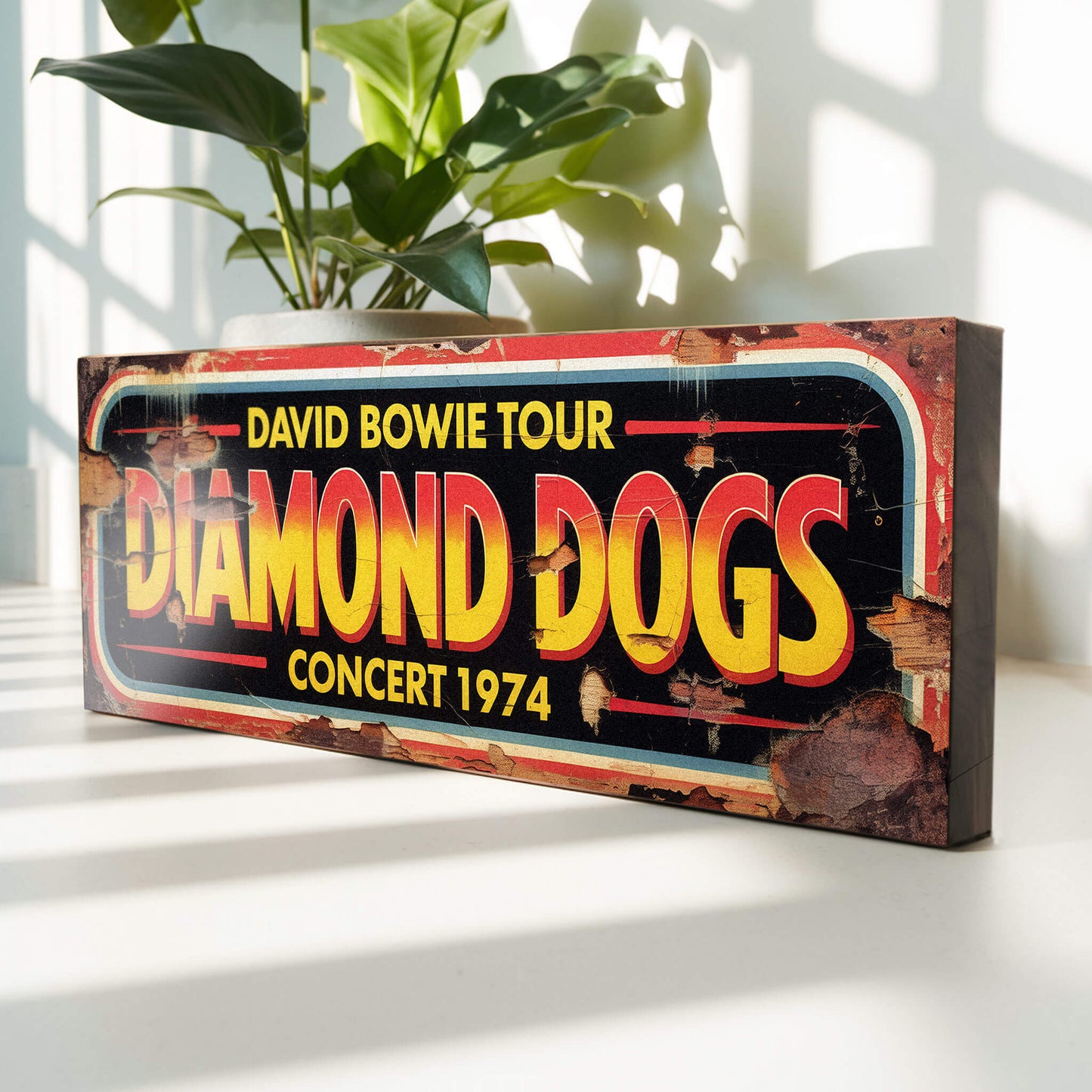 David Bowie Diamond Dogs Tour 1974 Retro Style Sign