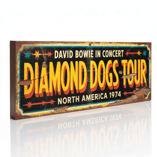 David Bowie Diamond Dogs North America 1974 Tour Vintage Style Sign