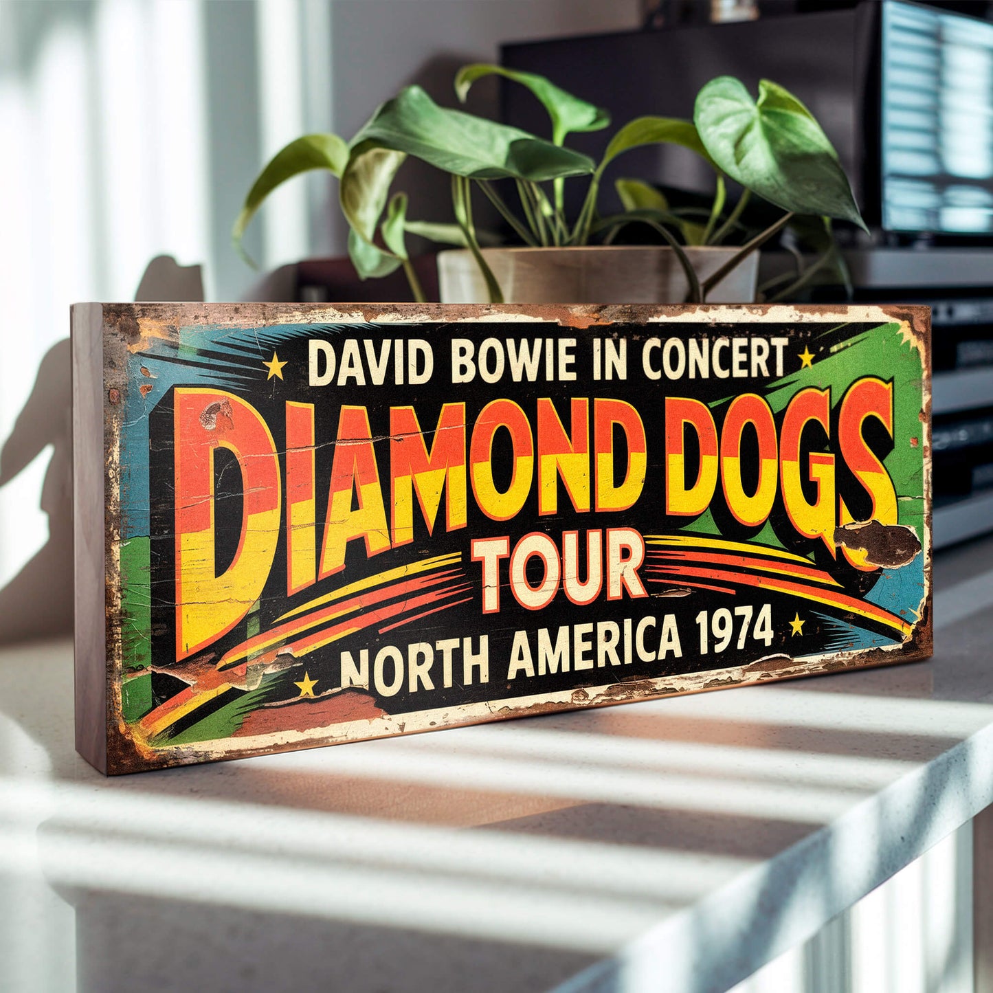 David Bowie Diamond Dogs Tour North America Vintage Style Sign
