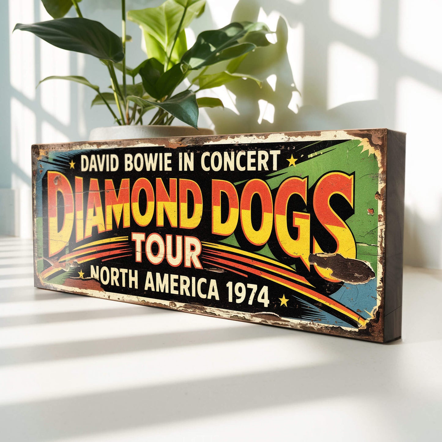 David Bowie Diamond Dogs Tour North America Vintage Style Sign