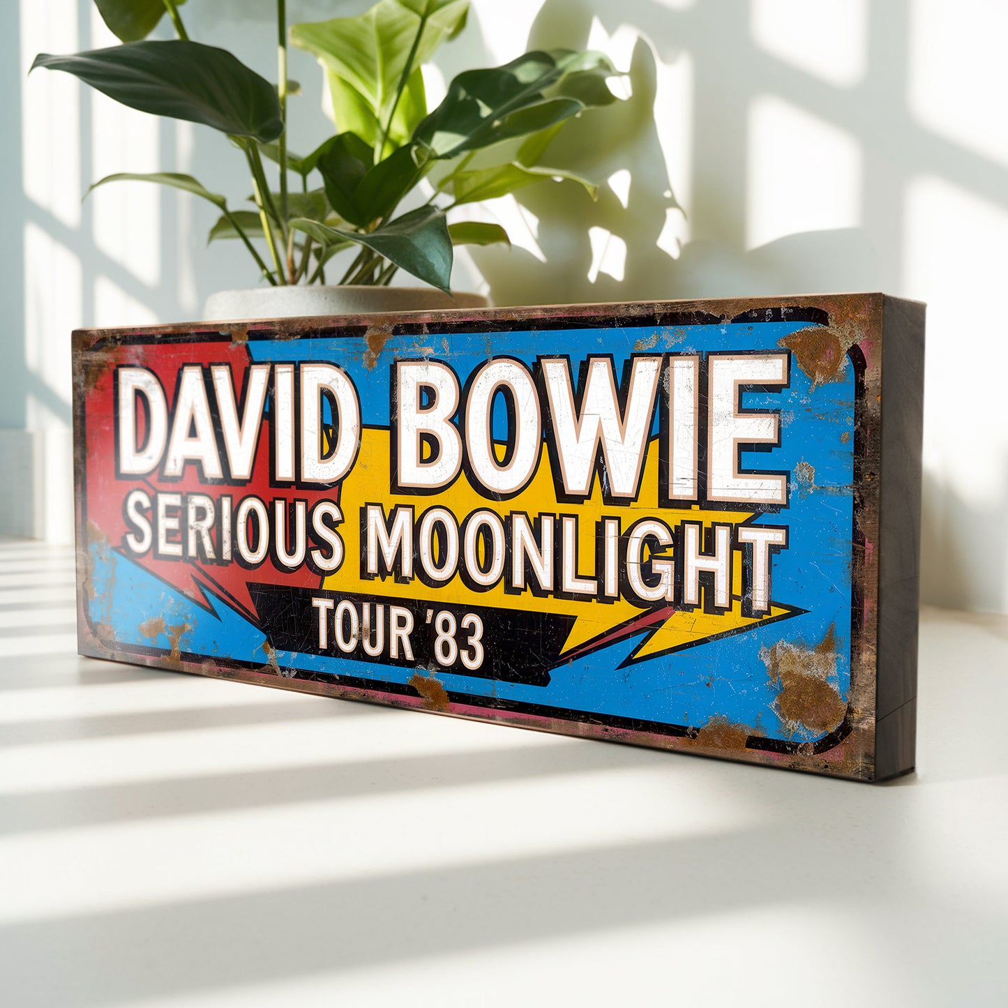 David Bowie Serious Moonlight Tour 83 Vintage Style Concert Sign