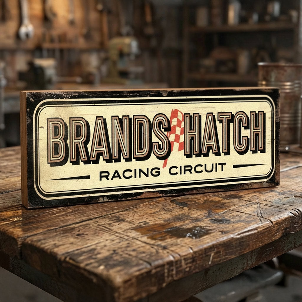 Brands Hatch: Vintage Style Motorsport Tribute Sign