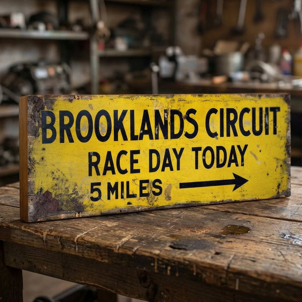 At The Races Sign Brooklands Race Day : Vintage Style Tribute Sign – Suffolk Signs