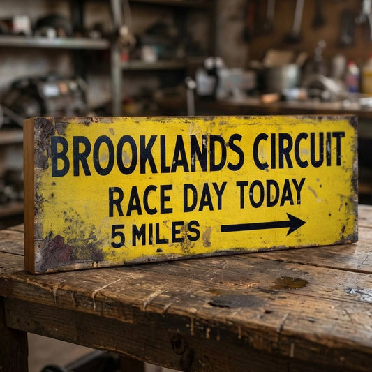 Brooklands Race Day : Vintage Style Tribute Sign