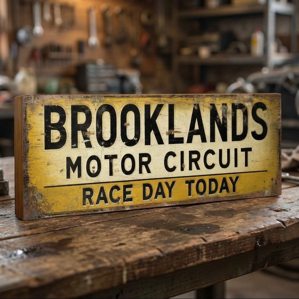 Brooklands Race Day : Vintage Style Tribute Sign
