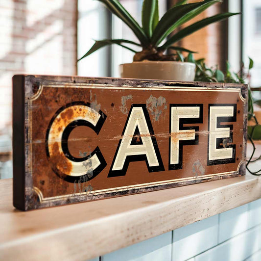 Cafe Sign Retro Style Coffee Shop Plaque