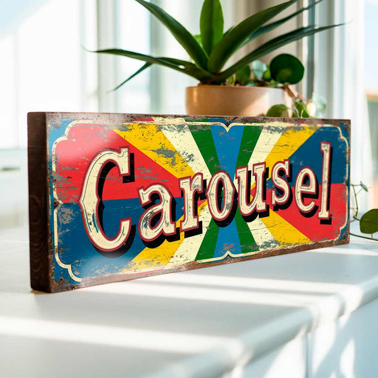 Carousel Ride Sign - Vintage Style Amusement Park