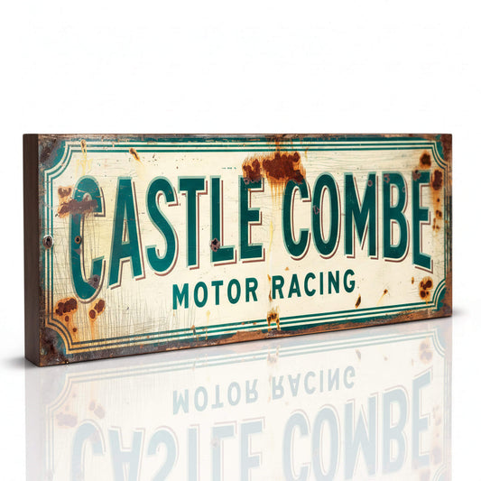 Castle Combe Motor Racing Handmade Sign – Retro Style Trackside