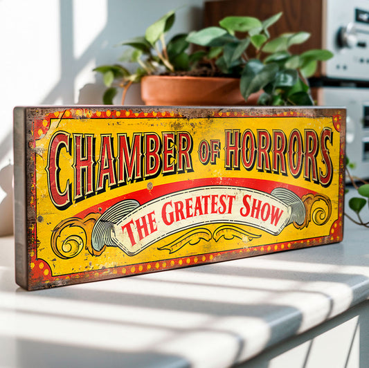 Chamber of Horrors Sign Greatest Show Plaque